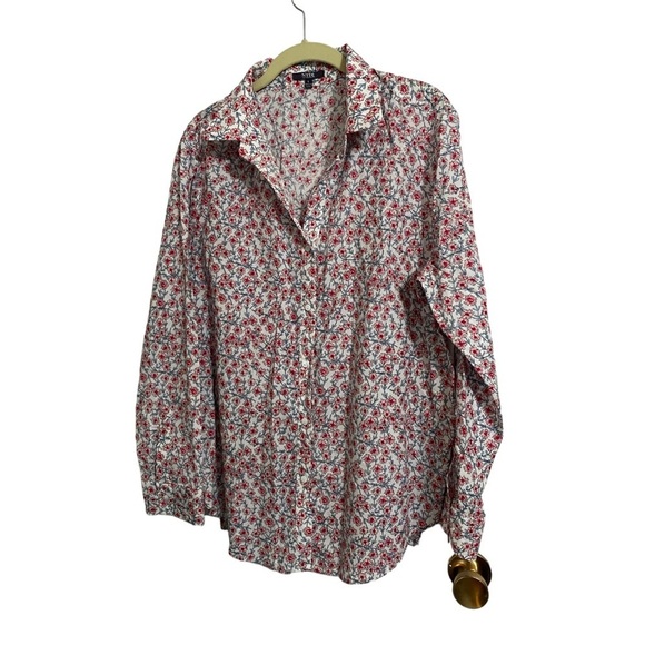 NYDJ women’s button down shirt multicolored floral 100 % cotton size L - Picture 3 of 7